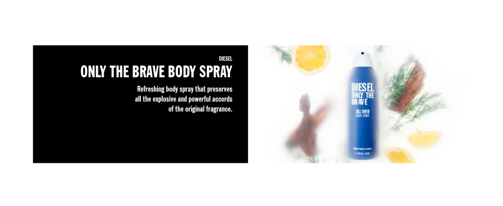 Diesel Only The Brave All Over Deodorizing Body Spray - Refreshing body spray that preserves all the explosive and powerful accords