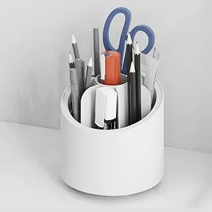 Lebenrich Makeup Brush Holder Organizer with Lid, Rotating Dustproof Make Up Brushes Container with Clear Acrylic Cover, Spinning Cosmetics Holders Storage Cup for Vanity Desktop Bathroom Countertop - pen pencil holder for working desk