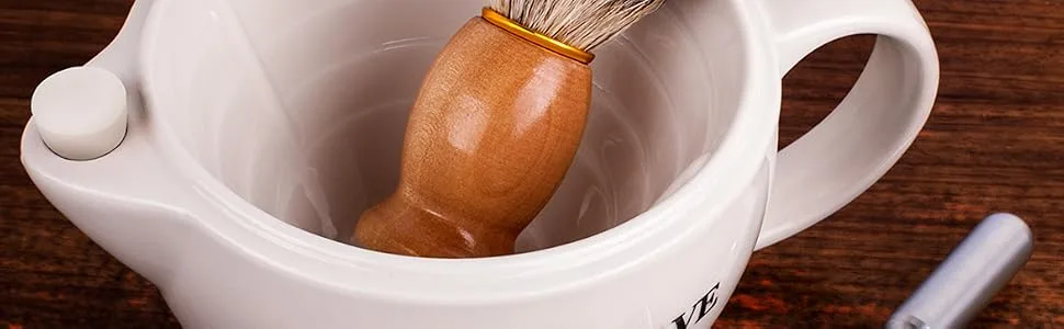 QSHAVE Shaving Scuttle Mug - Keep Lather Always Warm - White Large Deep Size Bowl Handmade Pottery Cup (White) - Shaving Bowl