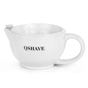 QSHAVE Shaving Scuttle Mug - Keep Lather Always Warm - White Large Deep Size Bowl Handmade Pottery Cup (White) - Shaving Bowl