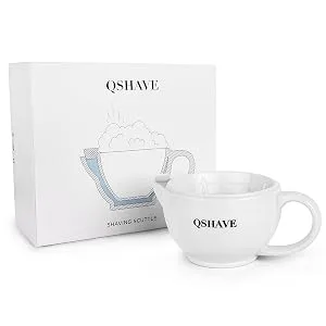 QSHAVE Shaving Scuttle Mug - Keep Lather Always Warm - White Large Deep Size Bowl Handmade Pottery Cup (White) - Shaving Bowl
