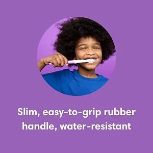 Quip Kids Electric Toothbrush - Sonic Toothbrush with Small Brush Head, Travel Cover & Mirror Mount, Soft Bristles, Timer, and Rubber Handle - Purple - quip