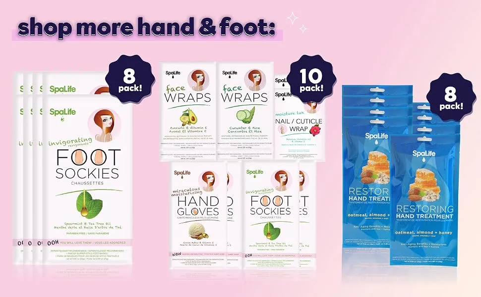 Spa Life Restoring Miraculous Moisturizing Hand Gloves (Cocoa Butter + Vitamin E 8 Pack) - smoothing hands, smoothing foot, moisturizer, womens gift