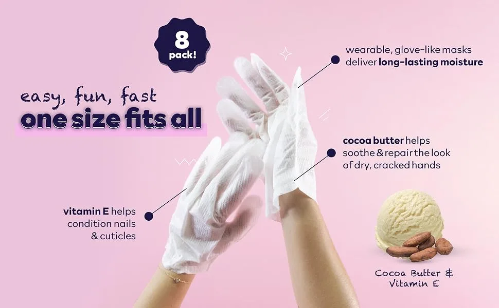 Spa Life Restoring Miraculous Moisturizing Hand Gloves (Cocoa Butter + Vitamin E 8 Pack) - women