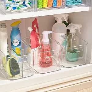 STORi Bliss 5-Compartment Plastic Cosmetic Organizer | Clear | Rectangular Divided Makeup Bin & Vanity Storage Caddy with Pass-Through Handles | Round Corner Design | Made in USA 5-Compartment Clear - Bliss Cabinet