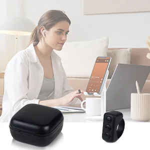 TikTok Remote Control Kindle App Page Turner, Bluetooth Camera Video Recording Remote, TIK Tok Scrolling Ring for iPhone, iPad, iOS, Android - Black - music remote