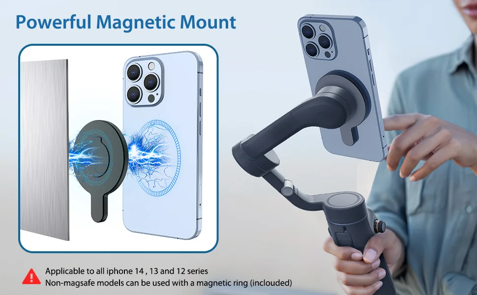 DJI Magnetic Ring Clamp Holder - for Magsafe DJI OM 6 / OM 5 / OM 4 / OM 4 SE Adapter Mount Compatible with DJI Osmo Gimbal Stabilizer, DJI OM Accessories Silver - Wall mag safe Mount