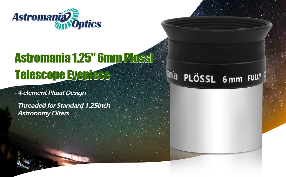 Astromania 1.25" 6mm Plossl Telescope Eyepiece - 4-Element Plossl Design - Threaded for Standard 1.25inch Astronomy Filters - product information 16