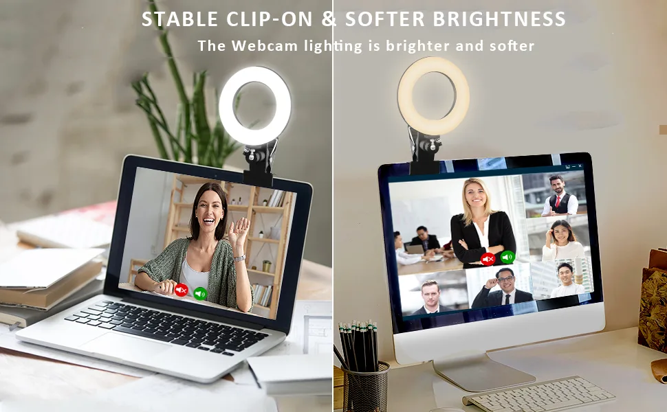Cyezcor Video Conference Lighting Kit, Ring Light for Monitor Clip On,for Remote Working, Distance Learning,Zoom Call Lighting, Self Broadcasting and Live Streaming, Computer Laptop Video Conferencing - led video light