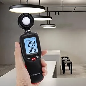 Digital Light Meter Illuminance Meter with Data Record, Backlight Lux Temperature Meter 0200,000 Measurement Range Lux/FC Unit MAX/MIN/Hold Function - Illuminometer Luminometer Photometer Luxmeter Light Lux Meter Illuminance Light Meter