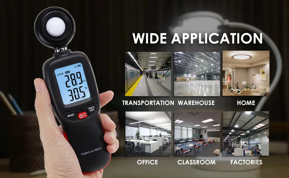 Digital Light Meter Illuminance Meter with Data Record, Backlight Lux Temperature Meter 0200,000 Measurement Range Lux/FC Unit MAX/MIN/Hold Function - Illuminometer Luminometer Photometer Luxmeter Light Lux Meter Illuminance Light Meter