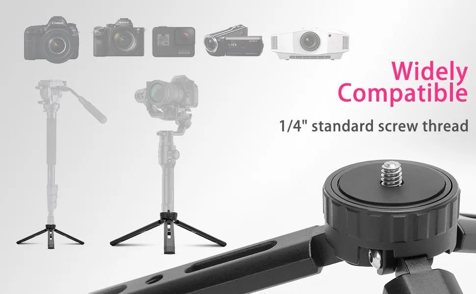 EaxanPic Aluminum Mini Tripod,Desktop Tabletop Stand Tripod for Zhiyun Smooth Q/4, Crane Plus/2, Osmo Mobile, Ronin-S, Vimble 2,Gimbal Handle Grip Stabilizer Tripod Height adjustable version - widely compatible