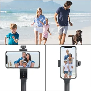 2in1 Ergonomic Portable Action Camera+Smartphone SYN Hand Grip Stabilizer Combo Mount Video Vlogging Rig Holder Kit for GoPro iPhone Interview Travel YouTube Tiktok Streaming-Mic+Light Adapter Vlogging stablizer - hang grip