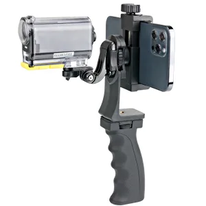 2in1 Ergonomic Portable Action Camera+Smartphone SYN Hand Grip Stabilizer Combo Mount Video Vlogging Rig Holder Kit for GoPro iPhone Interview Travel YouTube Tiktok Streaming-Mic+Light Adapter Vlogging stablizer - Stabilizer