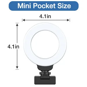 FDKOBE Webcam Lighting,Ring Light for Laptop/Computer,Zoom Call Lighting,4''Small Video Conference Lighting with Webcam Style Mount and Tripod,3 Light Modes&10 Brightness Levels,Selfie 3000k - Light