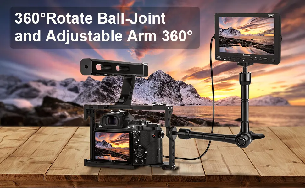 Fomito 11 inch Articulating Magic Arm + Super Clamp for DSLR Rig Camera to LCD Monito, LED Video Light - 11 inch Inch Articulating Magic Arm + Super Clamp