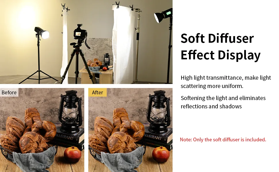 Meking Light Diffuser Diffusion Fabric 2 Yard x 67 Inch /2 x 1.7 Meters Nylon Silk White Seamless Light Modifier for Photography Softbox, Light Tent and Light Modifier - Light Diffuser Diffusion Fabric Nylon Silk White Seamless Light Modifier
