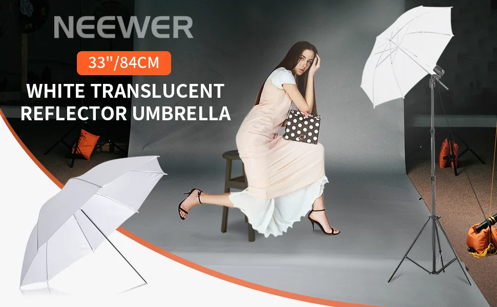 Neewer Professional 33"/84cm White Translucent Reflector Umbrella for Photography Studio Light Flash - product information 1