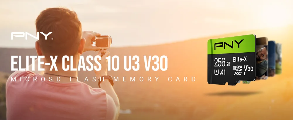 PNY 256GB Elite-X Class 10 U3 V30 microSDXC Flash Memory Card - 100MB/s, Class 10, U3, V30, A1, 4K UHD, Full HD, UHS-I, micro SD 256GB FLASH CARD - Elite-X Class 10 U3 V30 microSD Flash Memory Card