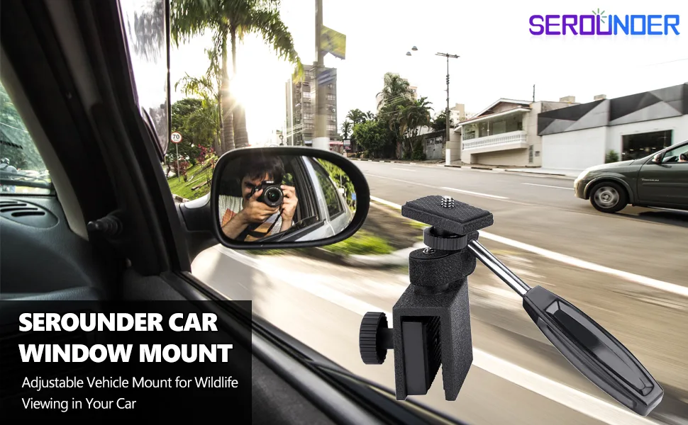 Vehicles Car Window Mount Holder with 1/4" Thread with Handle for Camera Monocular Telescopes Spotting Scope - Car Window Mount