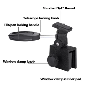 Vehicles Car Window Mount Holder with 1/4" Thread with Handle for Camera Monocular Telescopes Spotting Scope - Car Window Mount