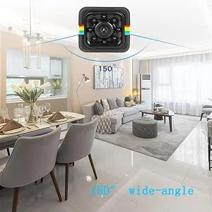 WiFi Wireless Camera Mini Hidden Spy Home Security Camera Small Cam,Home Camera for Pet/Baby,Outdoor/Indoor Camera Wireless,for Mobile Phone Applications in Real Time - 150° wide-angle