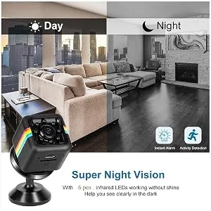 WiFi Wireless Camera Mini Hidden Spy Home Security Camera Small Cam,Home Camera for Pet/Baby,Outdoor/Indoor Camera Wireless,for Mobile Phone Applications in Real Time - day and night