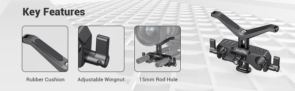 SMALLRIG 15mm Long Lens Support Bracket Height Adjustable for DSLR Camera Shoulder Rig (New) - 1087 - Banner 03