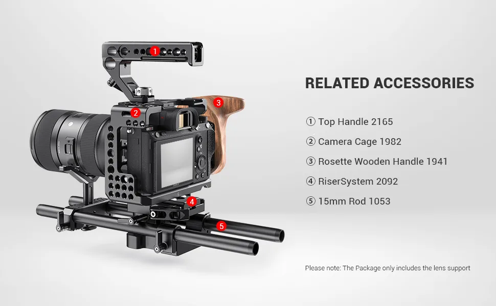 SMALLRIG 15mm Long Lens Support Bracket Height Adjustable for DSLR Camera Shoulder Rig (New) - 1087 - Banner 03