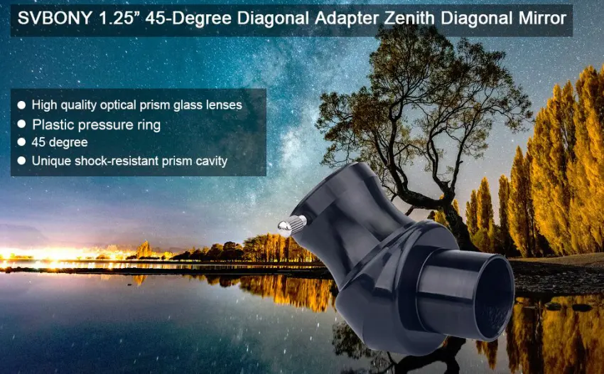 SVBONY Diagonal Adapter Zenith Diagonal Mirror Prism 1.25inch 45 Degree Erecting Prism Optical Prism Inside for Astronomical Telescope Eyepiece - zenith mirror zenith mirror diagonal adapter diagonal mirror