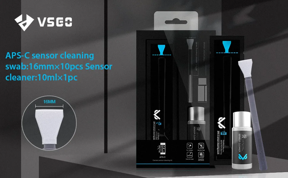 VSGO VS-S02-E APS-C Digital Camera Sensor Cleaning Kit Clean Swab  10 with Sensor Cleaner Solution for Nikon Canon DSLR Cleaning - lens cleaner kit
