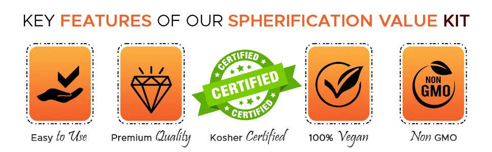 Reverse Spherification Value Kit  4-oz. Sodium Alginate Combined with Calcium Lactate Gluconate - Key Features
