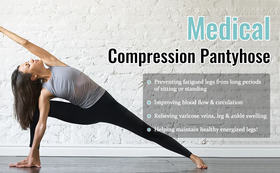 Compression Pantyhose for Women & Men, Footless Compression Stockings,  20-30 mmHg Support, Black. Black 2X-Large - product information 3