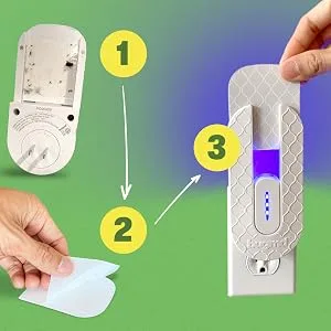 BugMD No Fly Zone - Refillable UV Bug Zapper, Mosquito Zapper, Flying Insect Trap, Bug Catcher, Plug in Fly Trap Indoor, Flea Trap for Inside Your Home, Gnat and Fruit Fly Traps for Indoors Plug in 1 Fly Trap, 1 Sticky Pad - BugMD No Fly Zone