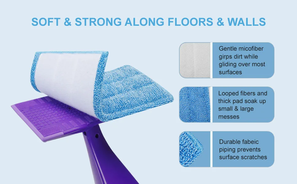 8 Pack Reusable Microfiber Mop Pads, Compatible with Swiffer Wet Jet Mops, Washable Microfiber Mop Pads for Wet & Dry Use Mop Pad Refills, Durable and Fitting for Home/Office Cleaning Tools (Blue) - product information 4