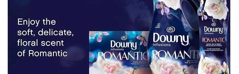 Downy Infusions Laundry Scent Booster Beads for Washer, Romantic, White Tea & Peony, 20.1 Oz - enjoy the soft, delicate, floral scent of romantic, downy infusions fabric conditioner softener
