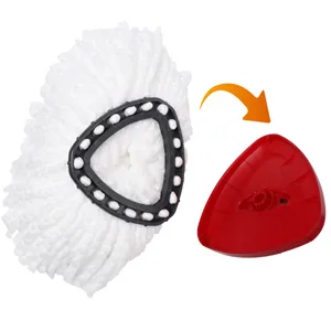 Spin Mop Replacement Head - DTOPNIOR EasyWring Mop Refills Compatible with Triangle Spin Mop, Microfiber Mop Easy Cleaning Floor Head Mop and 1 Rotating Mop Base (4 Mop & 1 Mop Base, White) White 4 Mop & 1 Mop Base - easy to install