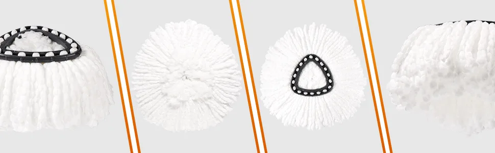 Spin Mop Replacement Head - DTOPNIOR EasyWring Mop Refills Compatible with Triangle Spin Mop, Microfiber Mop Easy Cleaning Floor Head Mop and 1 Rotating Mop Base (4 Mop & 1 Mop Base, White) White 4 Mop & 1 Mop Base - WIDE APPLICATIONS