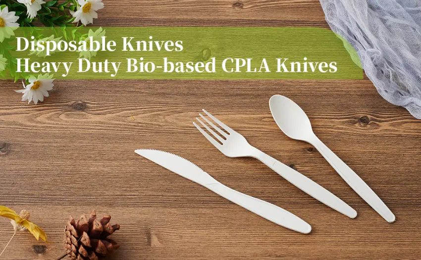 ECOLipak 100% Compostable Knives, 150 Pack Large Disposable Silverware Knives(7"), Heavy Duty Biodegradable CPLA Utensils Knives for Party, BBQ, Picnic - disposable knives