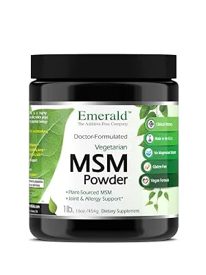 Emerald Labs MSM Powder 4,000 mg - Plant Sourced Methylsulfonylmethane for Joint Discomfort, Stress Relief, and Healthy Immune Function - 16 oz - Emerald Laboratories MSM Powder Dietary Nutritional Supplement 16 ounces