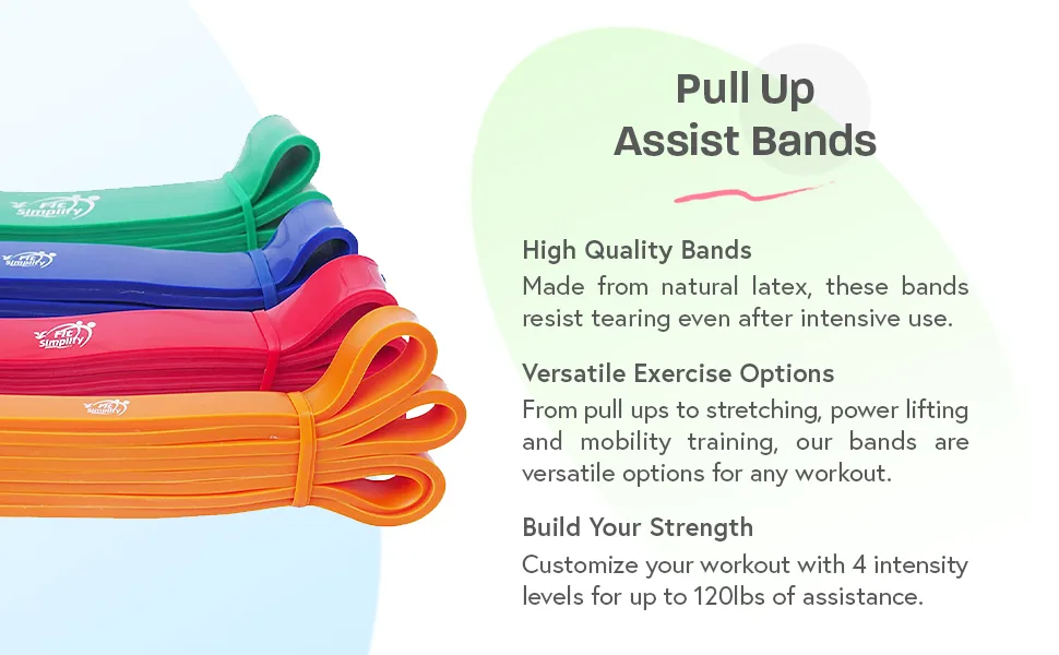 Fit Simplify Pull Up Assist Band - Stretching Resistance Band - Mobility and Powerlifting Bands - Exercise Pull Up Band Green - Fit Simplify Pull Up Bands