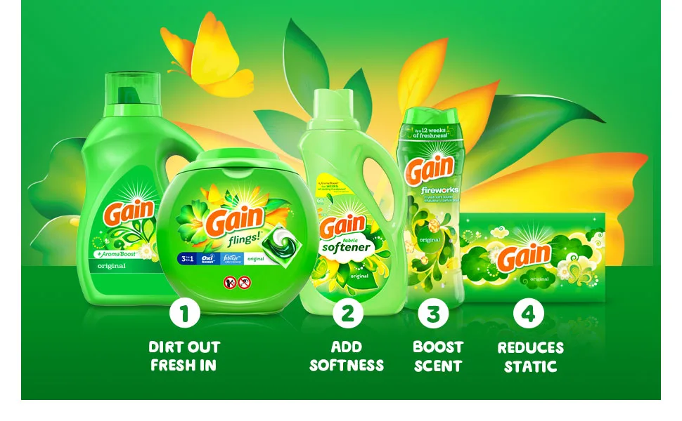 Gain Fireworks Laundry Scent Booster Beads for Washer, Original, 26.5 oz, Use with Fabric Softener Scent Booster Beads 26.5oz - 1 Dirt out fresh in 2 Add softness 3 Boost scent 4 Reduce static
