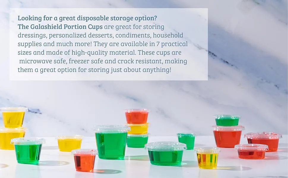 300 Sets - 1.5 oz. Jello Shot Cups Condiment Containers with Lids | Sauce Cups, Portion Cups, Dressing Container | Small Plastic Containers with Lids - Jello shot cups with lids