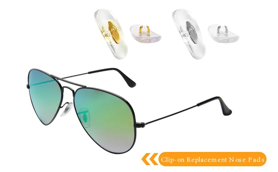 Replacement Nose Pads for Ray-Ban Aviator RB3025 3026 Sunglasses Repair Kits,Bonus Sunglasses Cloth (Gold) - 5565656