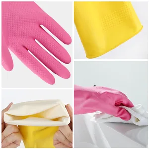 Rubber gloves dishwashing 2 or 4 Pairs for Kitchen,Cleaning gloves for household Reuseable. Small (Pack of 2) Pink+yellow - product information 4