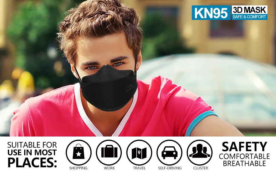 KIMARS KN95 Face Masks 50 Pack, Breathable Comfortable and Disposable KN95 Mask, Black Adult Black 1 Count (Pack of 50) - product information 11