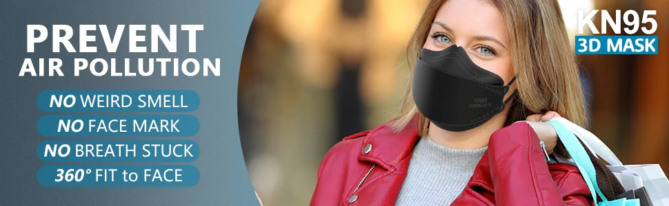 KIMARS KN95 Face Masks 50 Pack, Breathable Comfortable and Disposable KN95 Mask, Black Adult Black 1 Count (Pack of 50) - product information 12