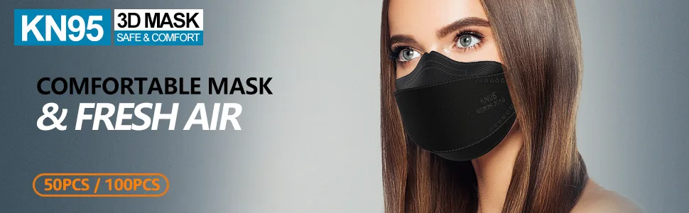 KIMARS KN95 Face Masks 50 Pack, Breathable Comfortable and Disposable KN95 Mask, Black Adult Black 1 Count (Pack of 50) - product information 9