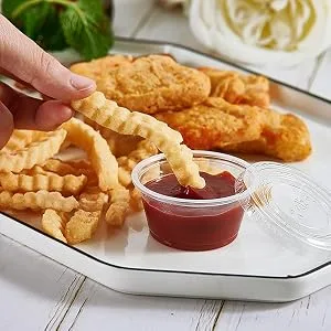 200 Sets - 2 oz. Disposable Plastic Portion Cups with Lids, Small Plastic Condiment Containers for Sauce, 2 oz Jello Shot Cups, Souffle Cups 2 oz - 200 set - 4594