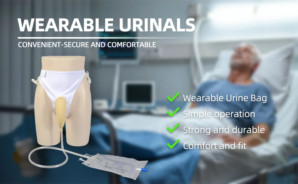 Wearable Urinal for Men, Protable Latex Material with Collection Urine Bag, Urinary Drainage Bag System,Skin-Friendly and odorless (1000ml) - product information 1